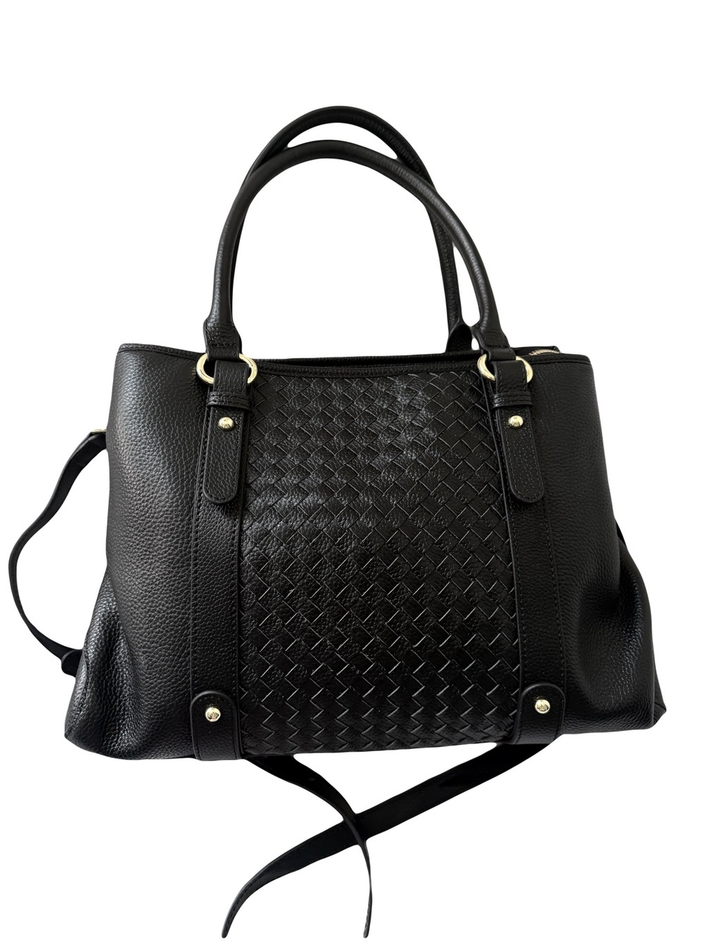 Kattee soft genuine leather black satchel purse handbag work career